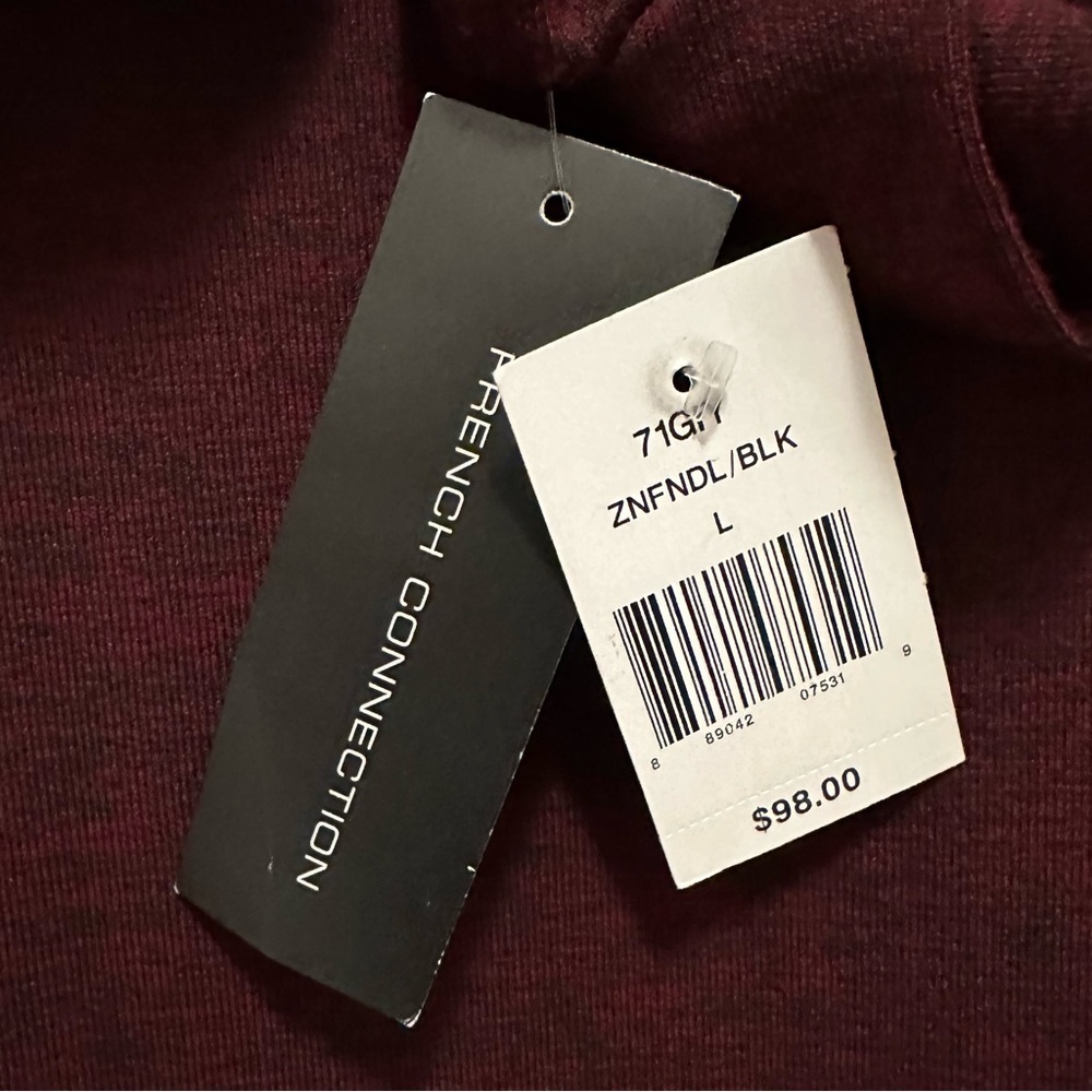 French Connection Maroon Red Turtleneck Knit Fitted Mini Dress L Stretch NWT - Picture 7 of 8